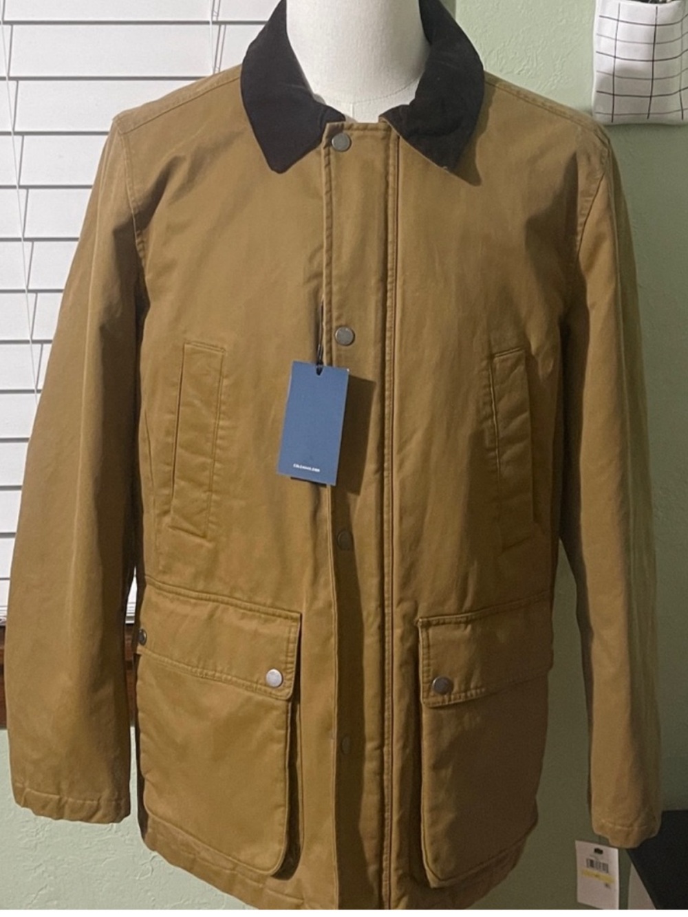 Cole Haan Tan Field Jacket with Black Collar